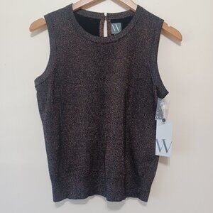 Worthington Sleeveless Blouse Metallic Copper Stretchy Size Small NWT